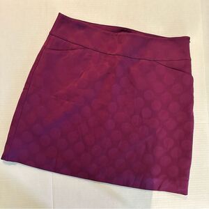 LOFT Ann Taylor Circle Print Mini‎ Skirt Women's Size 6 Purple Pockets Lined